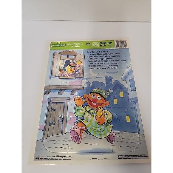 Golden Brown The Label Other - Vintage 1989 Sesame Street Wee Willie Ernie Frame-Tray Puzzle Golden Bert Ernie